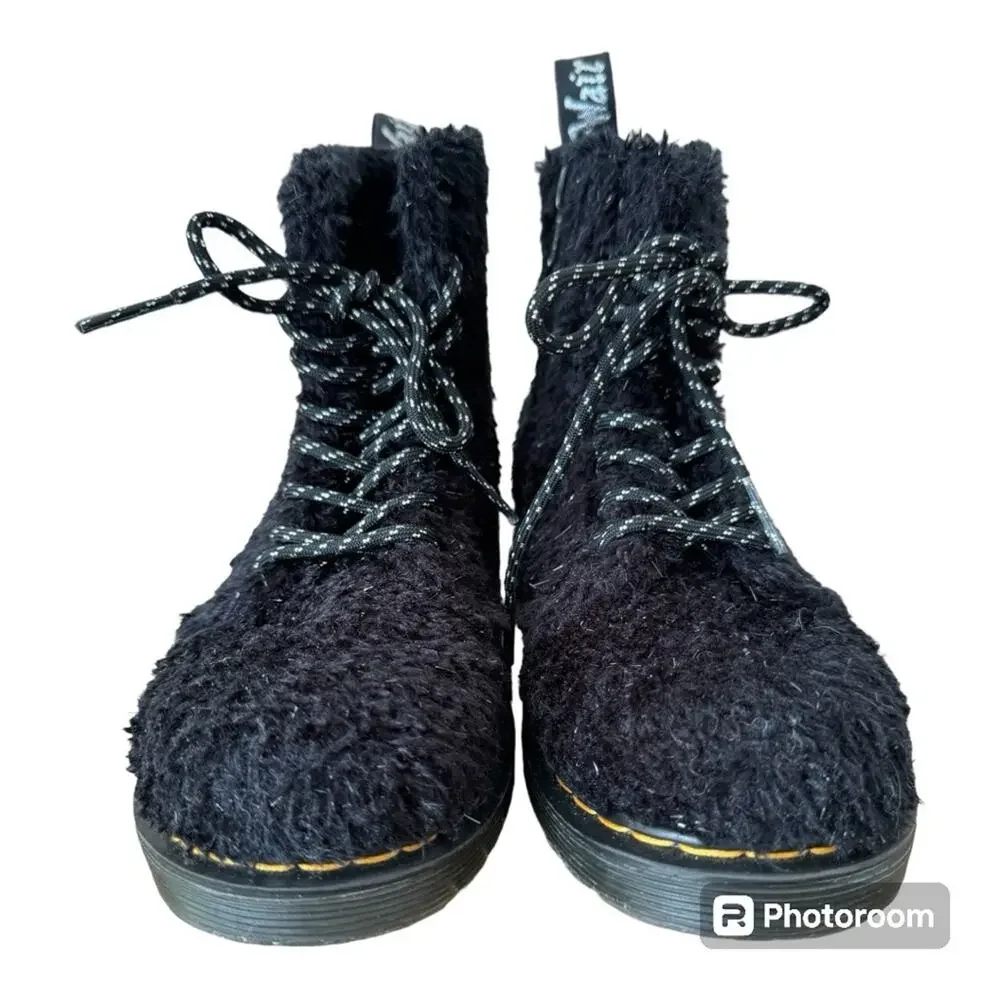 Dr. Marten’s Kids' 1460 Tinsel Faux Fur Combat Boot Black Size 1